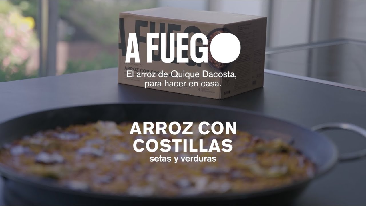 A Fuego con Quique Dacosta. Arroz con costillas, setas y verduras.