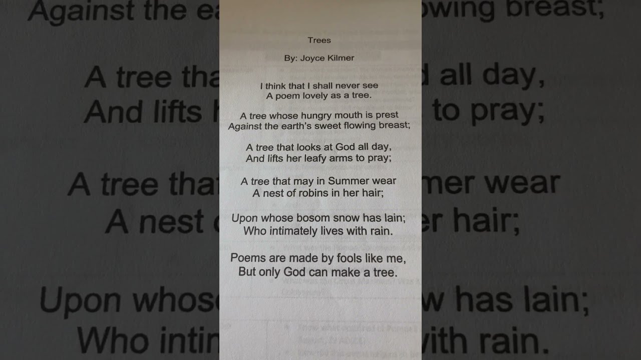 Trees by Joyce Kilmer #poem #recitation #poetry