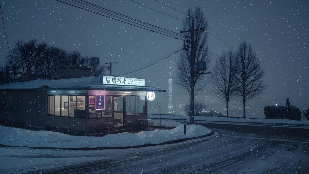 Tokyo Winter Night Café 🌨️ Midnight Coffee & Snow Sounds