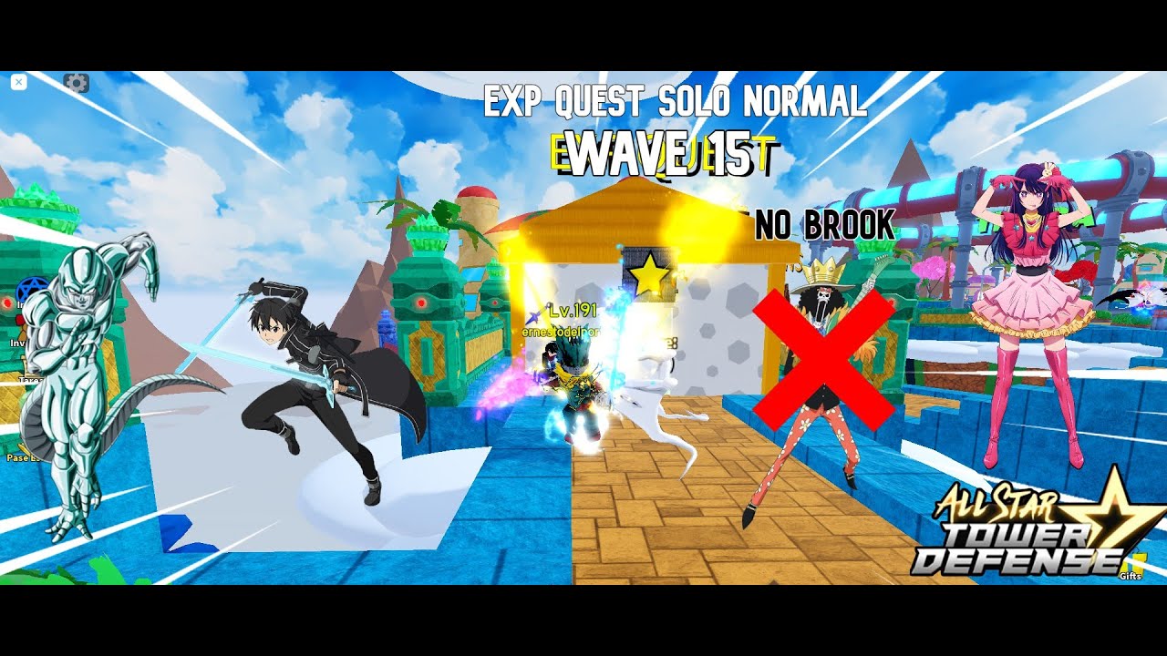 Exp ticket Raid Normal Solo with cooler kirito no brook  All Star Tower Defense