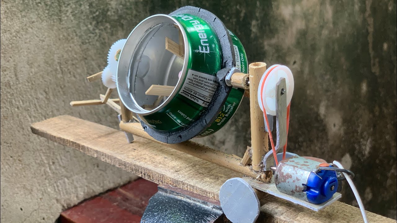 Máy trộn bê tông tự chế từ vỏ lon
