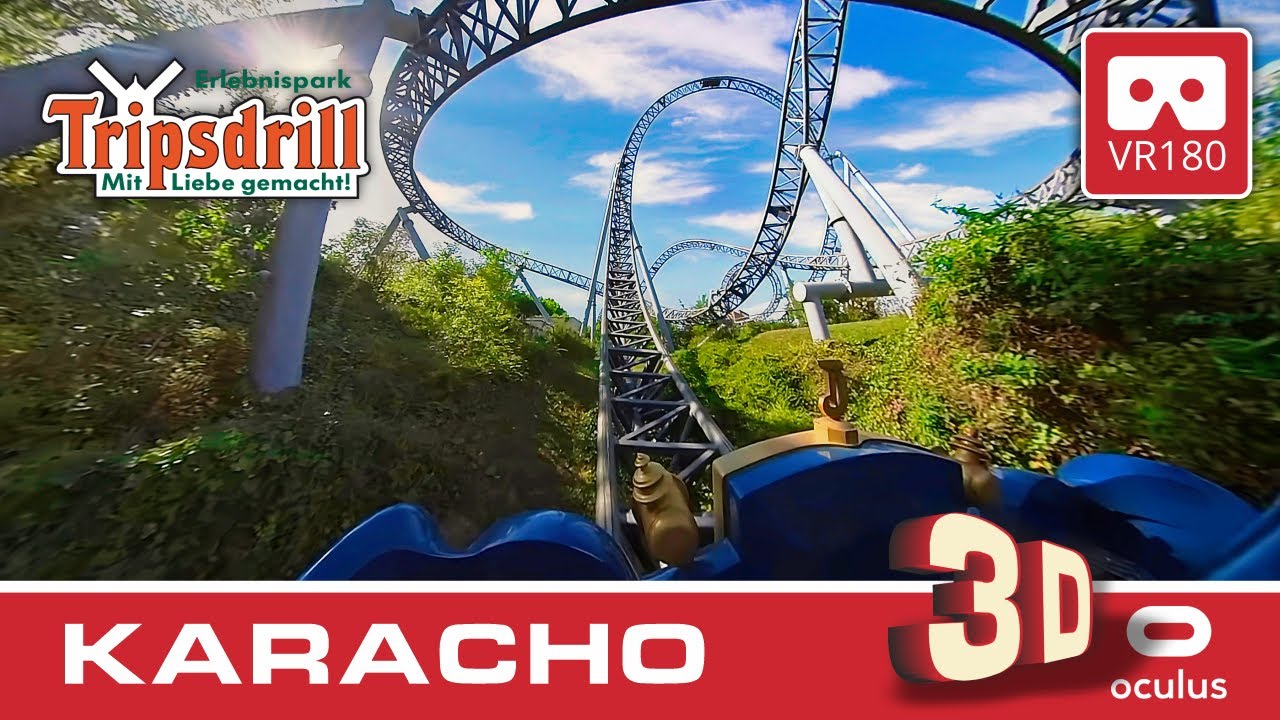 3D VR Roller Coaster KARACHO VR180 3D Tripsdrill on-ride POV - front row #vr180 #rollercoaster