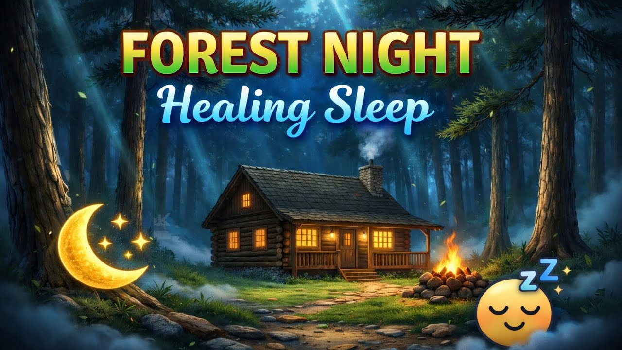 Cozy Forest Cabin Sleep Music 🌙 Deep Relaxation in Misty Woods