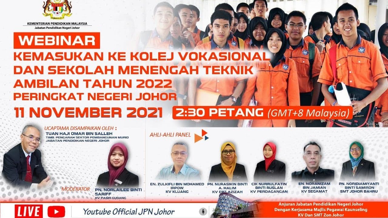 WEBINAR KEMASUKAN KE KV/SMT AMBILAN TAHUN 2022 PERINGKAT NEGERI JOHOR