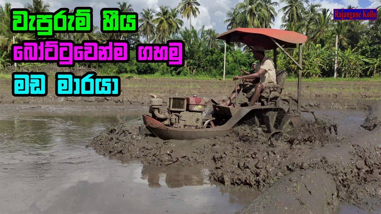 බෝට්ටු ට්‍රැක්ටරේ වැපිරුම්හීය  | Boat tractor | මඩ මාරයා | Boat tractor for paddy field