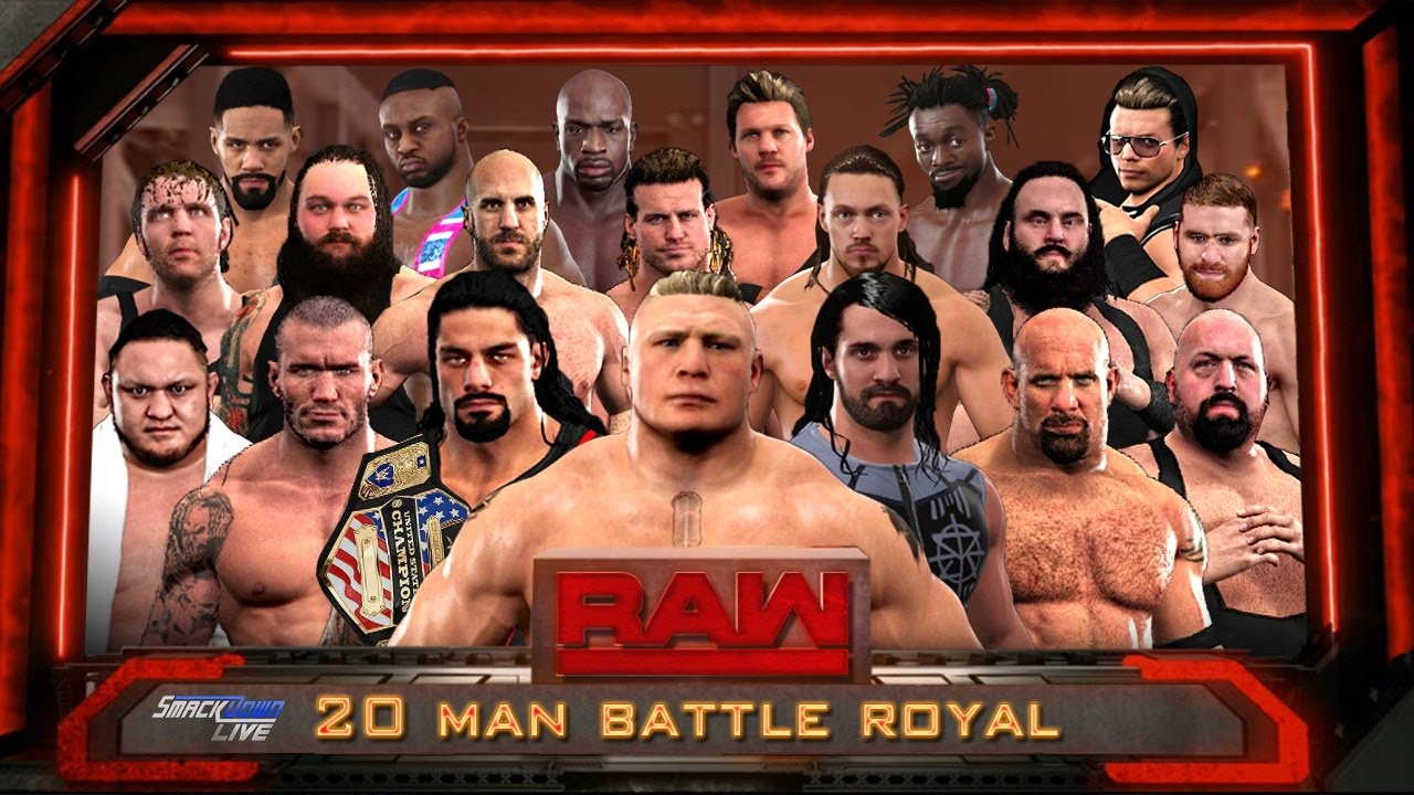 WWE RAW 12/19/16 - 20-Man Battle Royal Match ft Brock Lesnar, Roman Reigns & More - WWE RAW 2K17