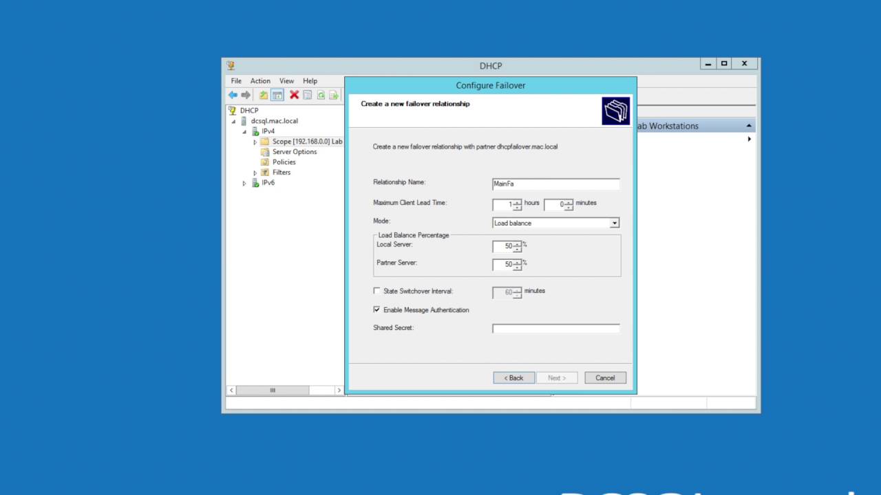Windows 2012 R2 DHCP Failover