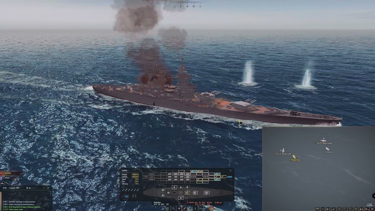 War on the Sea - Richelieu (1943 refit) vs Littorio