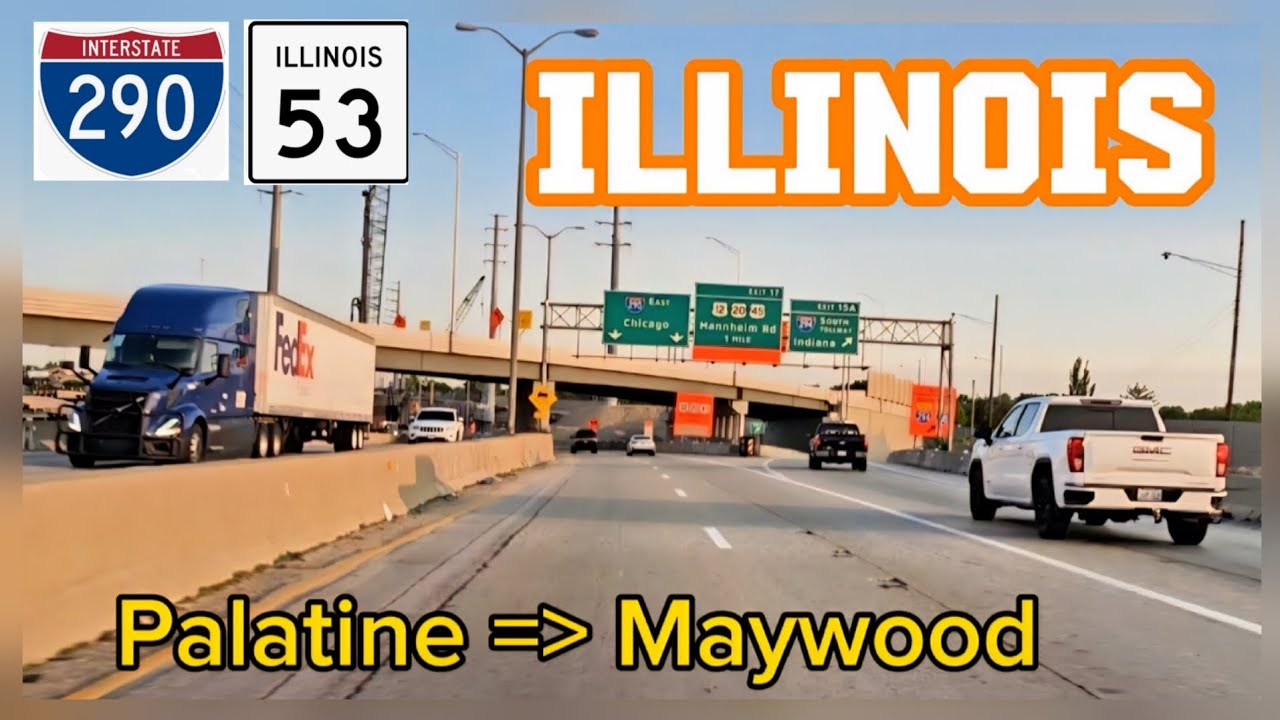 4K Part 1. Highway and street drive. Palatine =》Maywood, IL. IL-53 ~Interstate -290. May 31, 2025