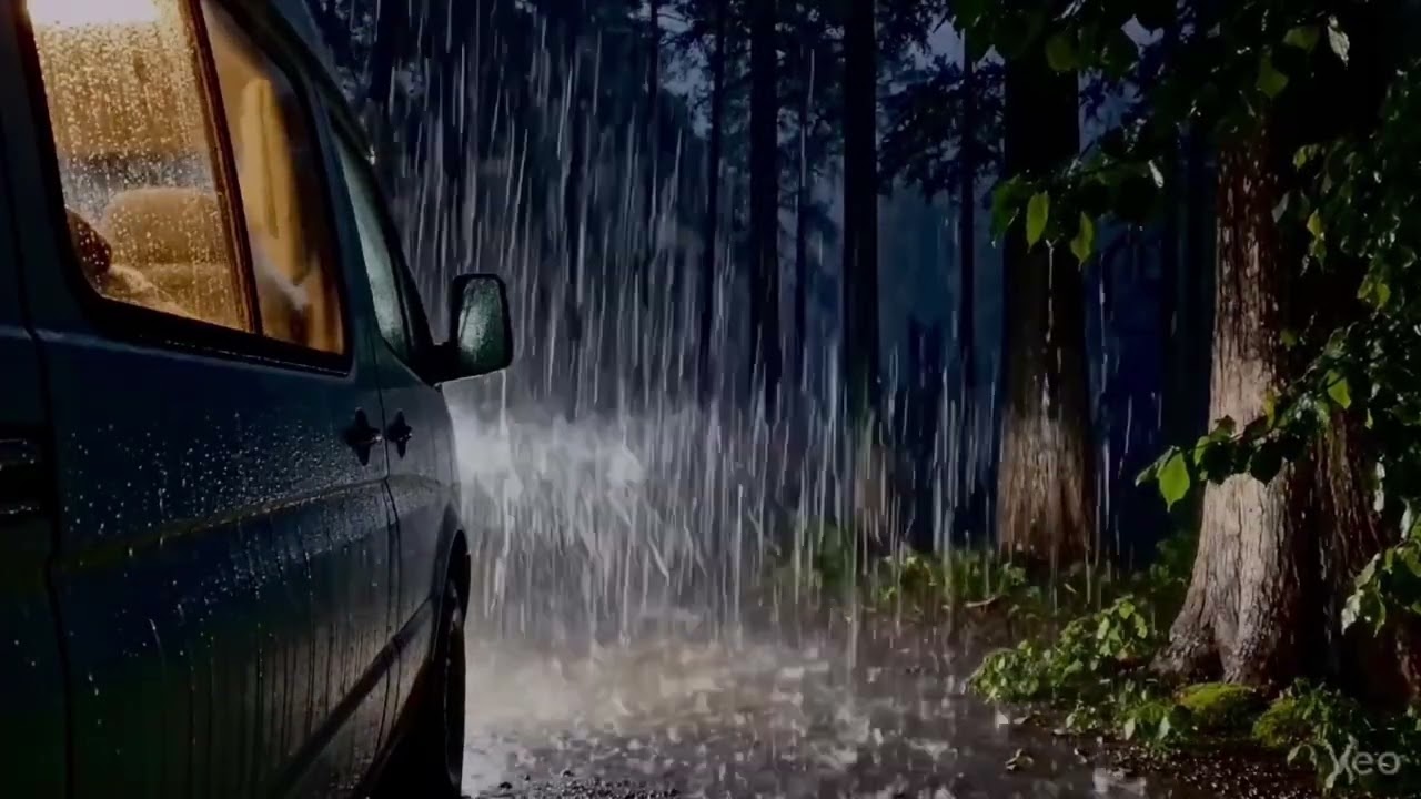 Relaxing Rain in the Forest by the Car 🚗🌧️ | Deep Sleep, Study & Stress Relief ASMR