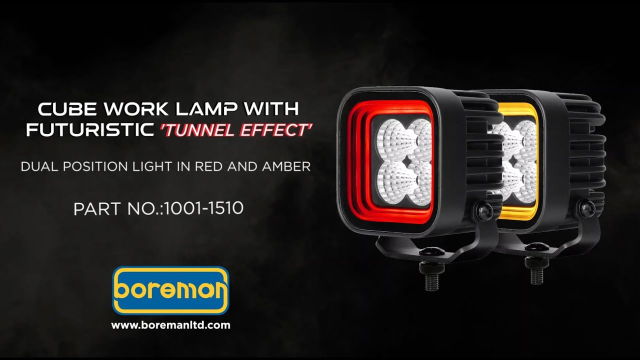Cube Work Lamp with Futuristic 'Tunnel Effect' - Part No.: 1001-1510 | Boreman Ltd.