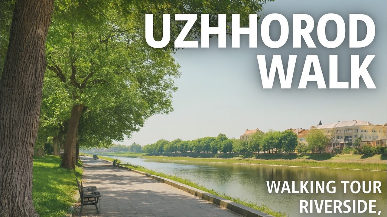 Walking Tour Uzhhorod Riverside, Ukraine | 4K City Walk