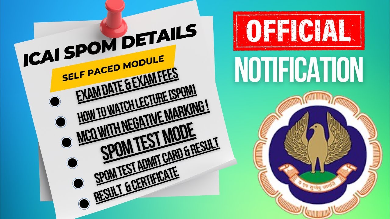 ICAI SPOM Complete Details | Exam Date,Exam Fees,Exam Pattern,Negative marking,SPOM TEST results Etc