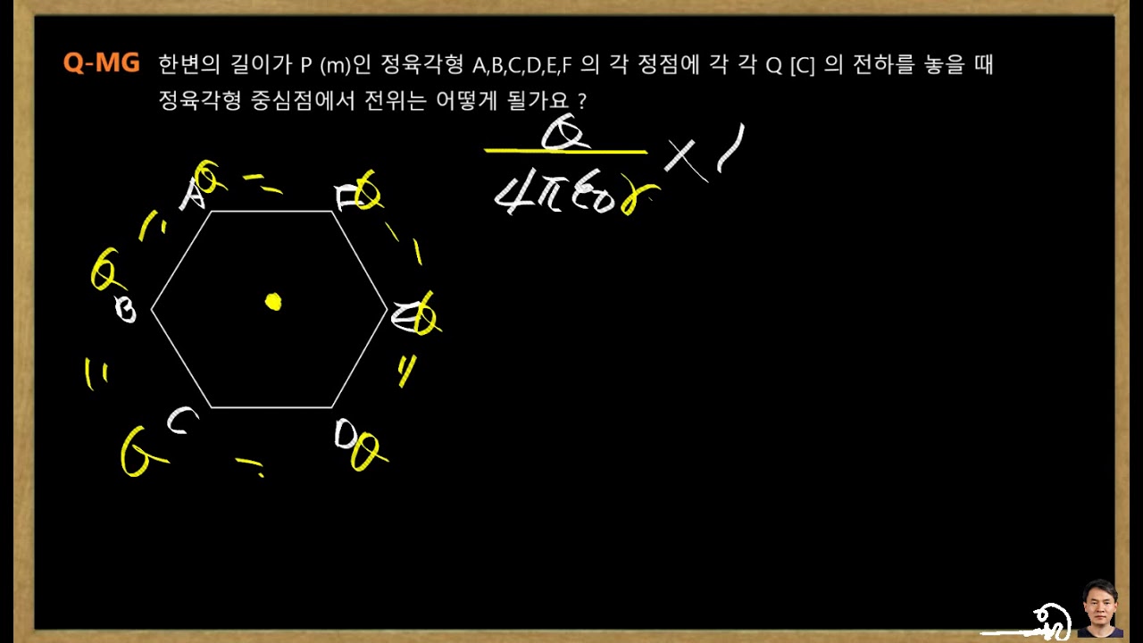 Q MG(자기학문제)  007 정6각형에서의 전위 구하기