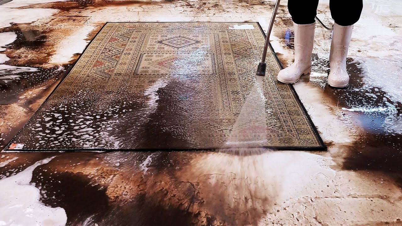 The Aztec carpet has returned from a muddy journey | satisfying asmr | videos