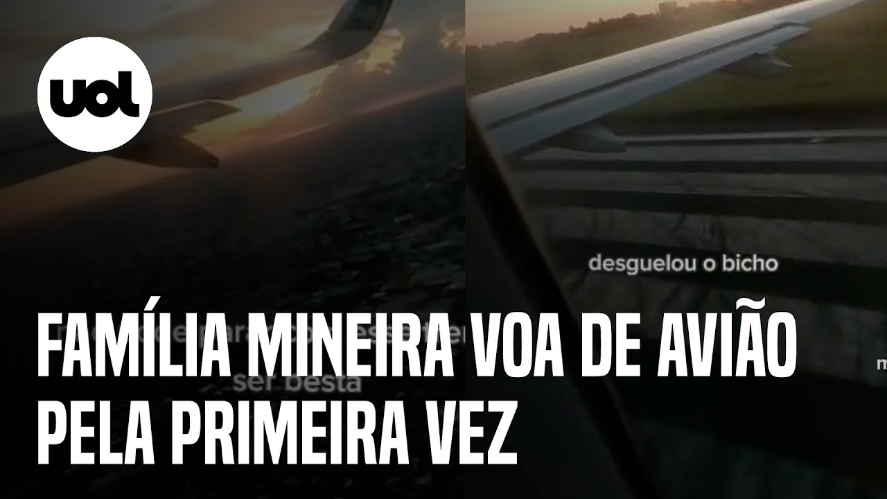 Vídeo mostra reação de família mineira ao andar de avião pela primeira vez e viraliza