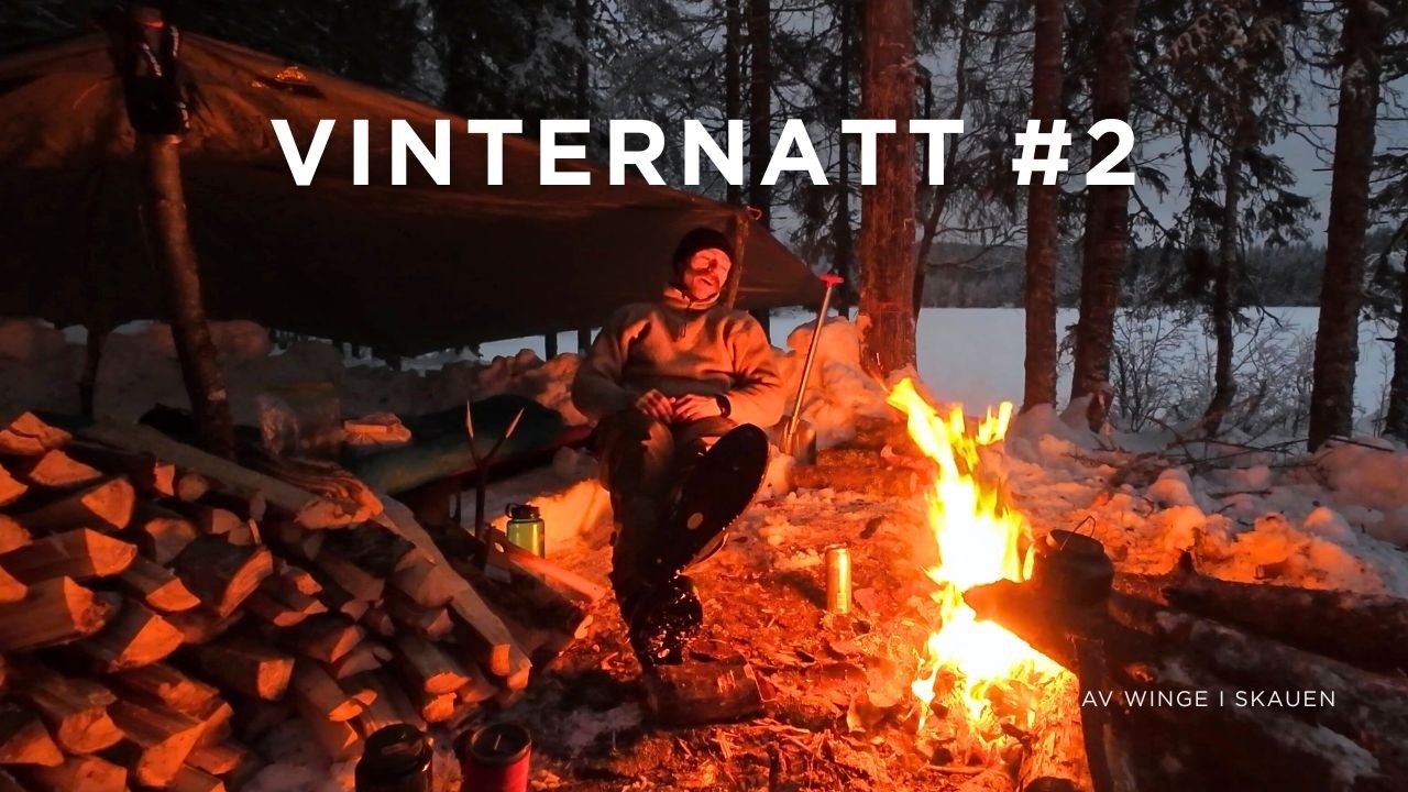 Vintercamp uten telt nr 2. Bål, isfiske og biff på pinne!