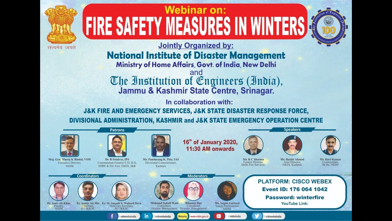 Webinar on Fire Safety Measures in Winters.| NIDM | MHA | DISASTER IN INDIA | COVID-19 | WINTER 2021