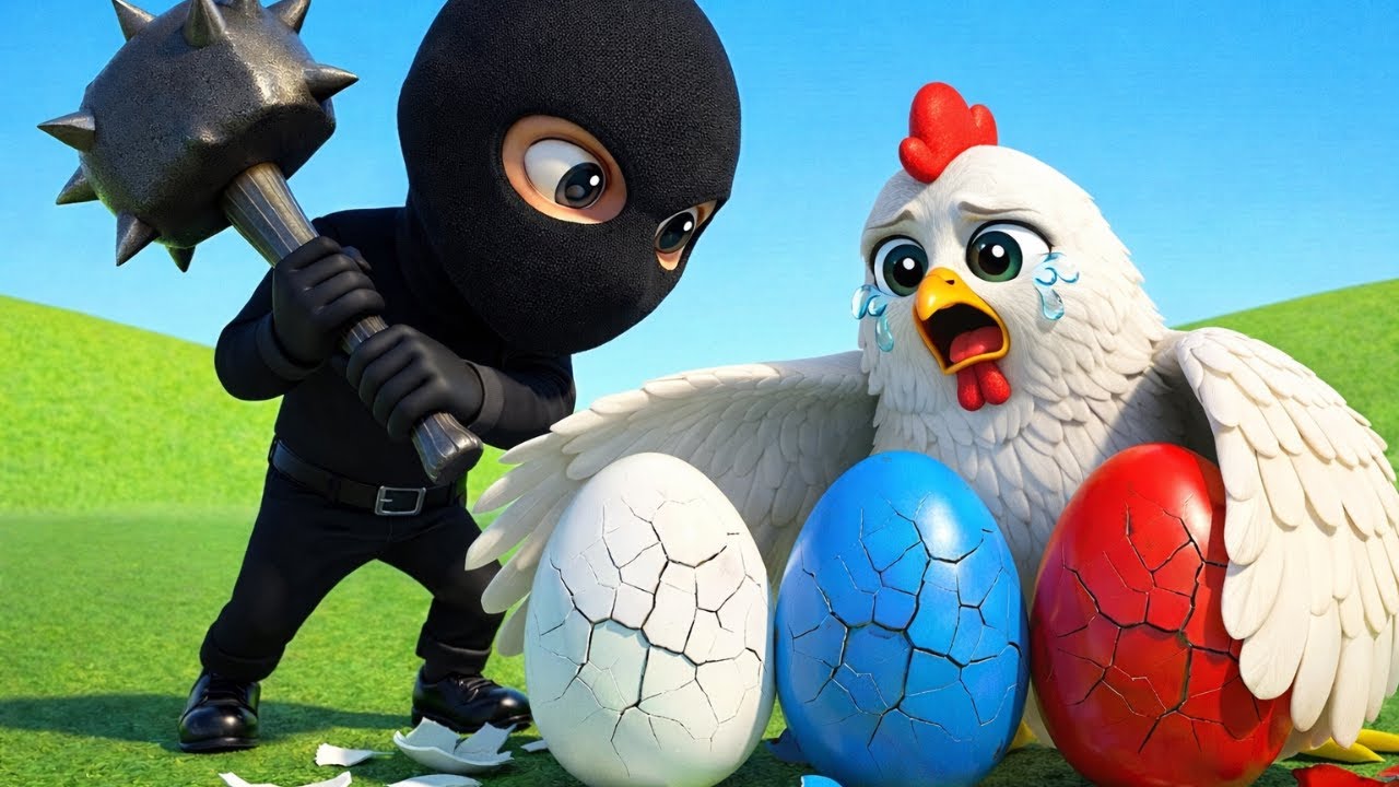 😭 Mother Hen is Crying! The Sad Story of the Stolen Eggs 🐔💔 (Red, White & pink)