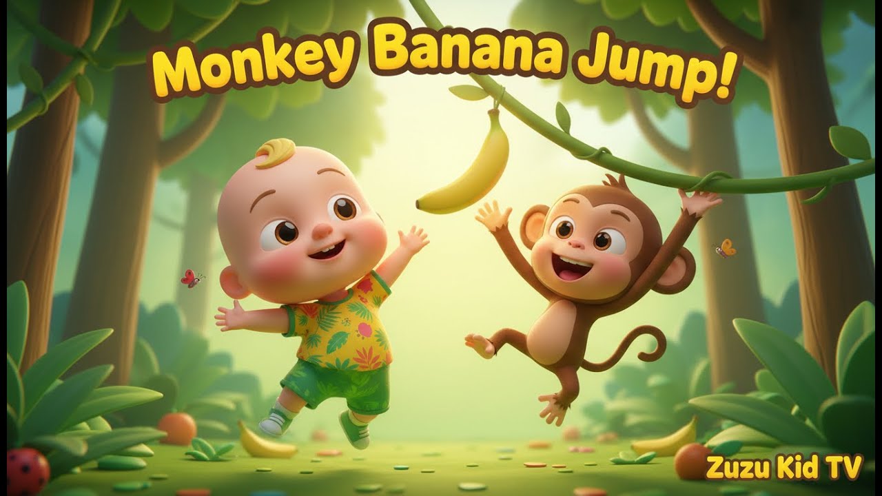 Monkey Banana Jump Zuzu – Nursery Rhyme, Animals, and Toddler Fun