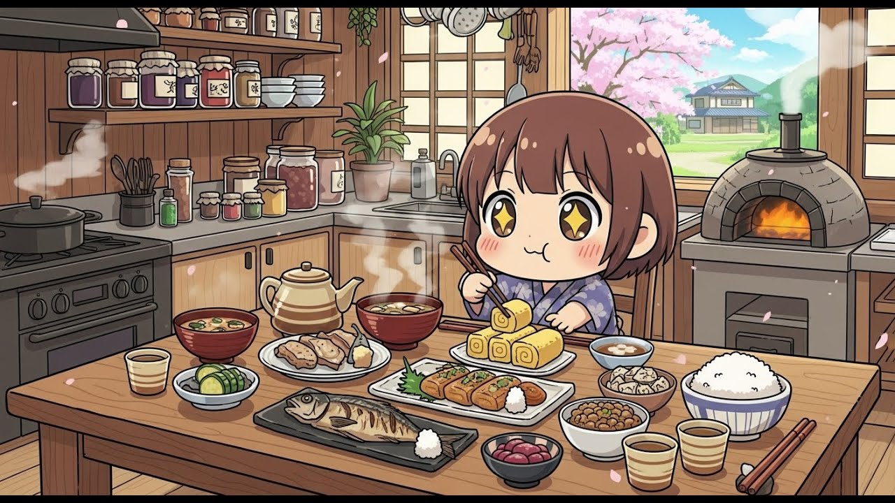 Cozy Morning Kitchen in Japanese Countryside | Chibi Anime Ambience for Study, Relax & Comfort
