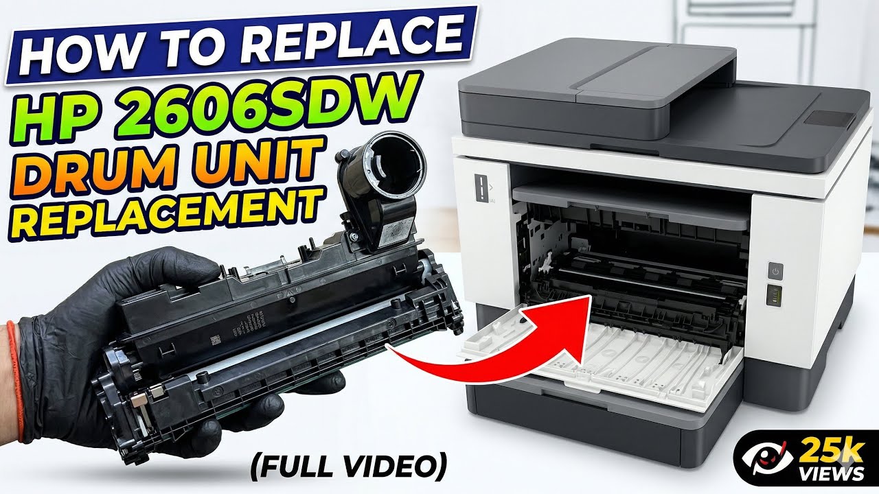 HP Laserjet tank 2606sdw Drum unit replacement full video