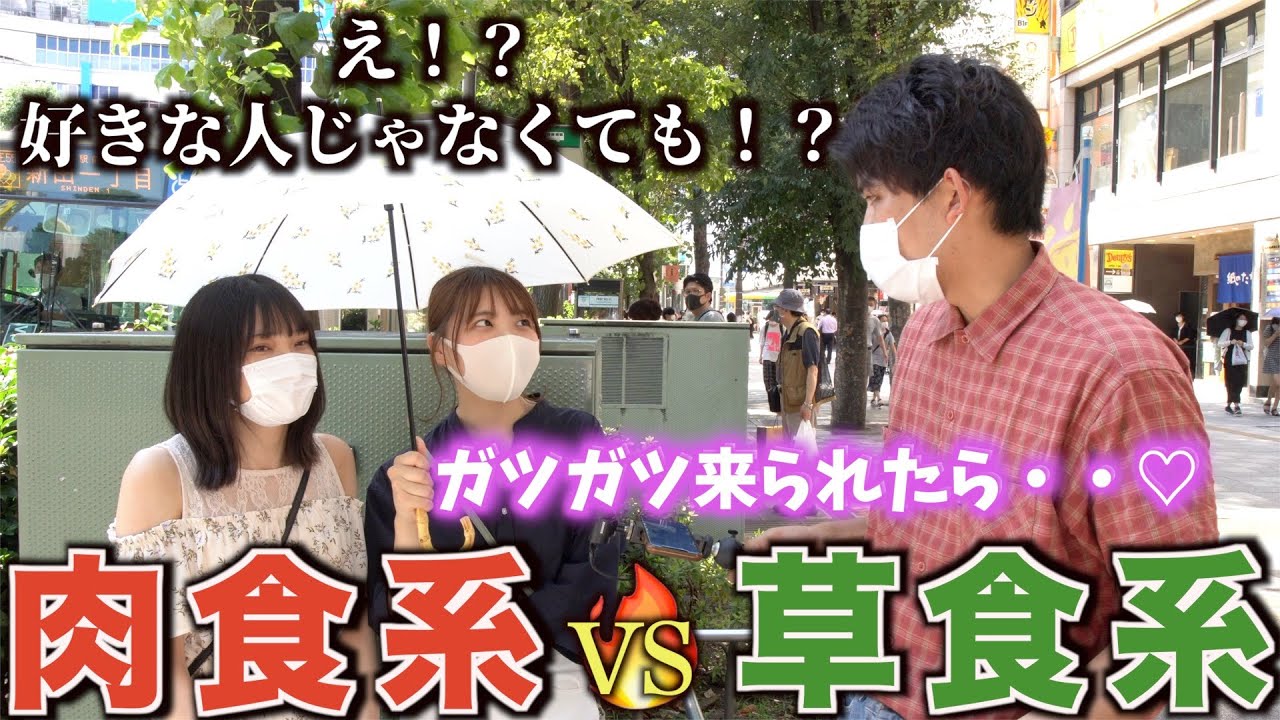 肉食系男子と草食系男子はどっちがモテるか街ゆく女子に聞いてみた令和はどっちの男性が人気なのか！？