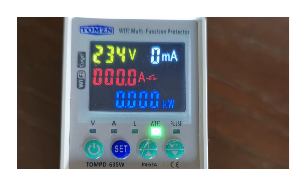 Tomzen Wifi Multifunctional Protector 63A 2P- Earth Leakage Over Under Voltage Prtection Unit Lock