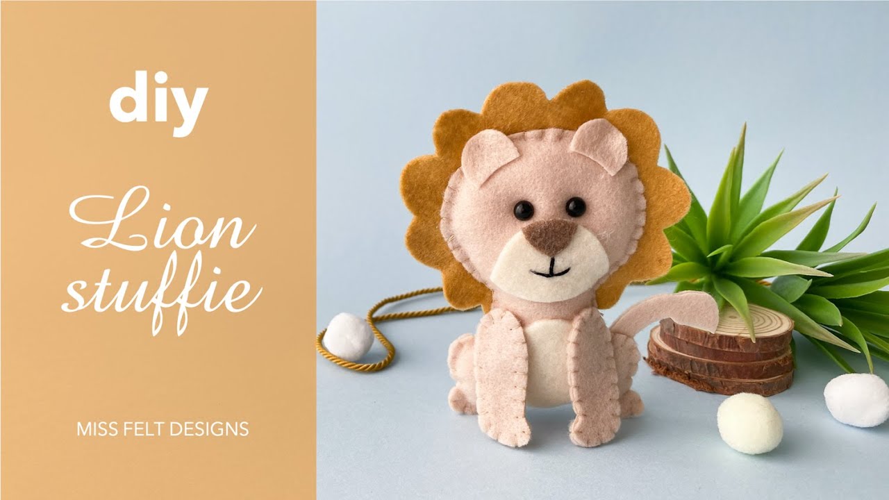 How To Make Felt Lion FREE PATTERN – Felt Plush DIY Tutorial  baby Shower Jungle Nursery decor Kids
