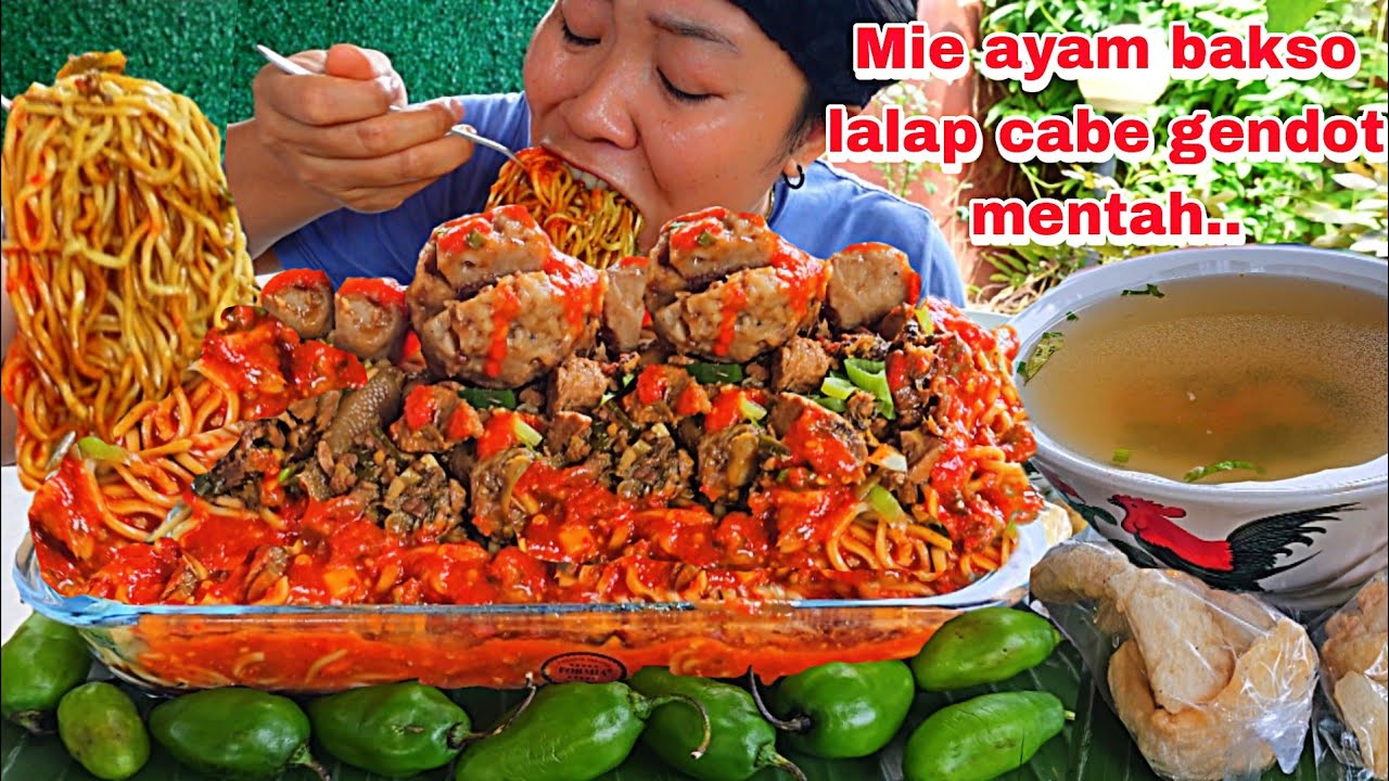 MIE AYAM BAKSO PEDAS LALAP CABE GENDOT MENTAH 🤤🥵
