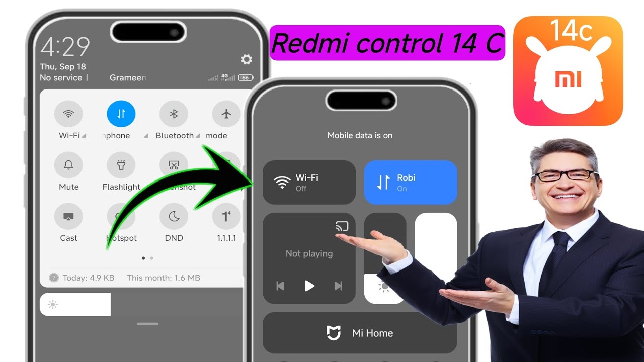 Настройки Центра управления Redmi 14c 2025 || Изменение Центра управления на Redmi 14c || Новый 