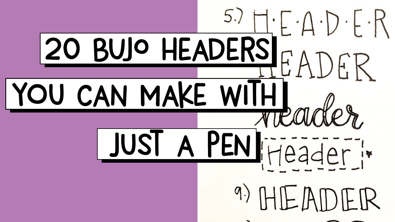 20 Bullet Journal Headers with Just a Pen