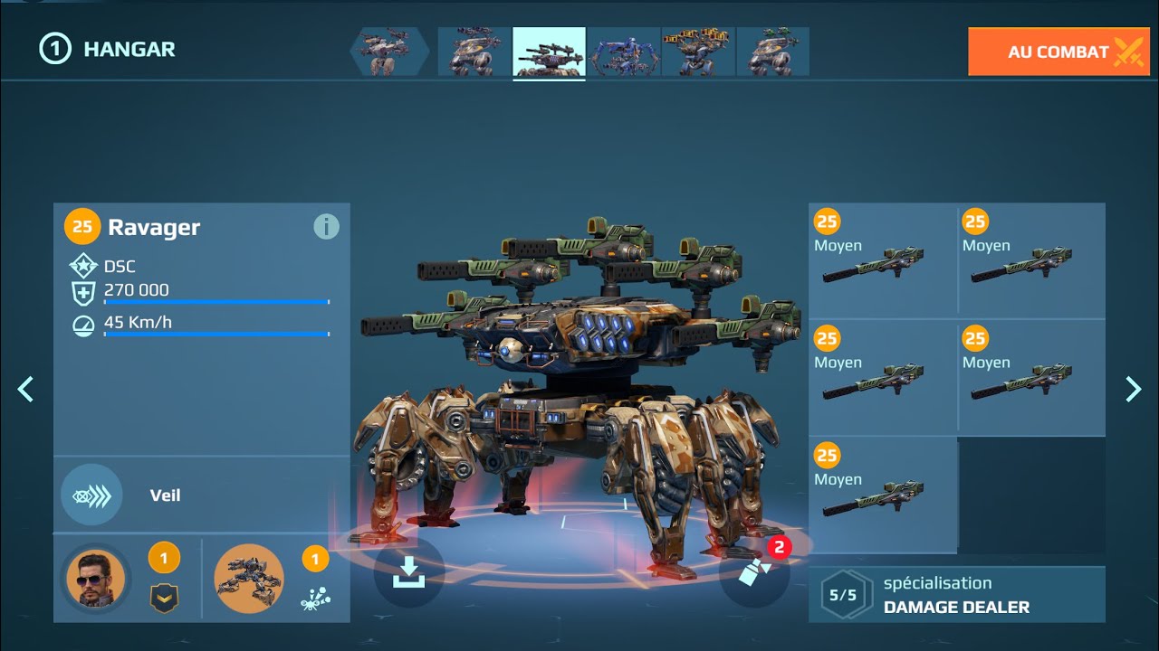 RAVAGER with ARM M-80 Weapon on the test serveur (War robot)