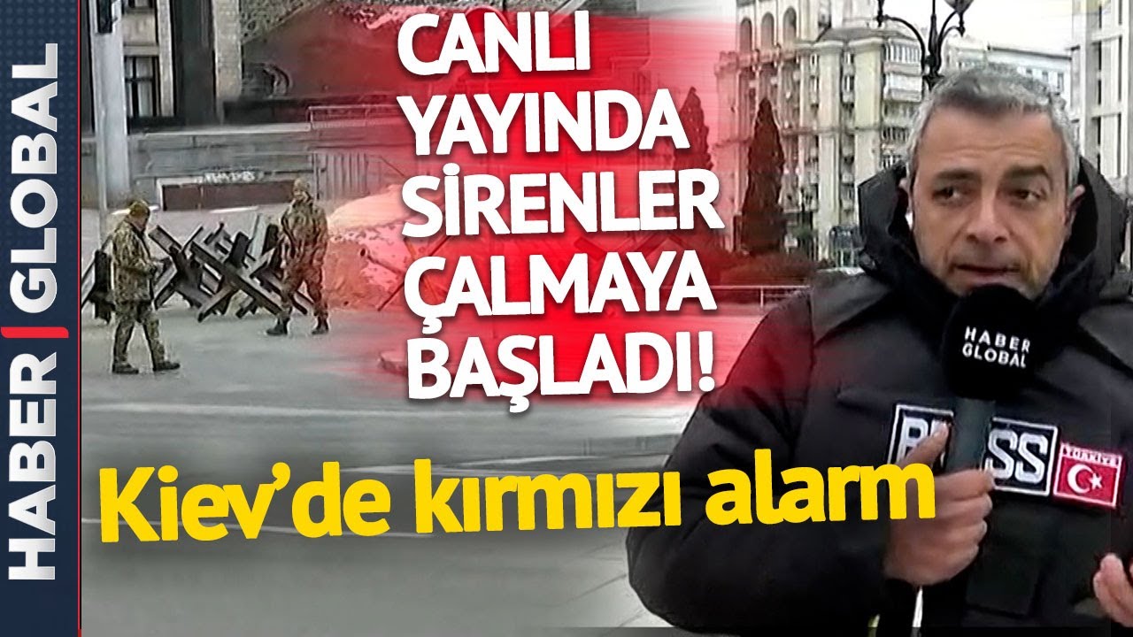 Kiev'de Kırmızı Alarm! Canlı Yayında Sirenler Çalmaya Başladı, Askerler Harekete Geçti