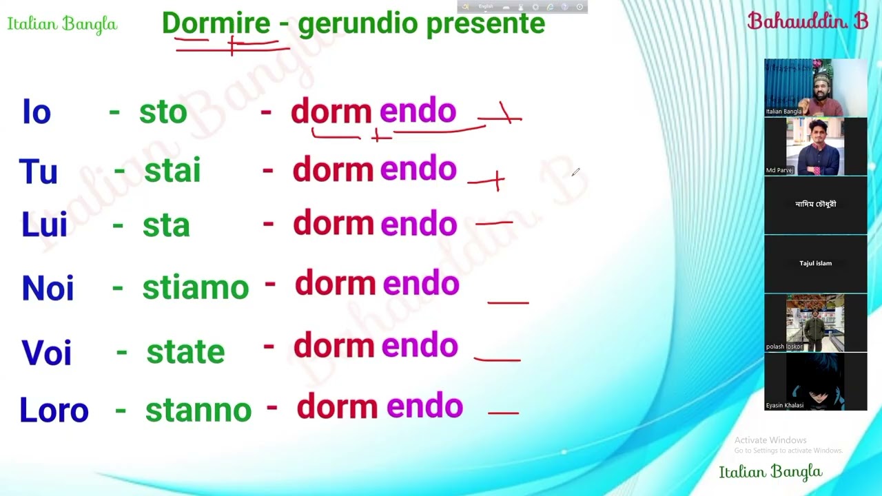 Italian language 18 - ইতালিয়ান ভাষার চলমান বর্তমান কাল ( present continuous tens)