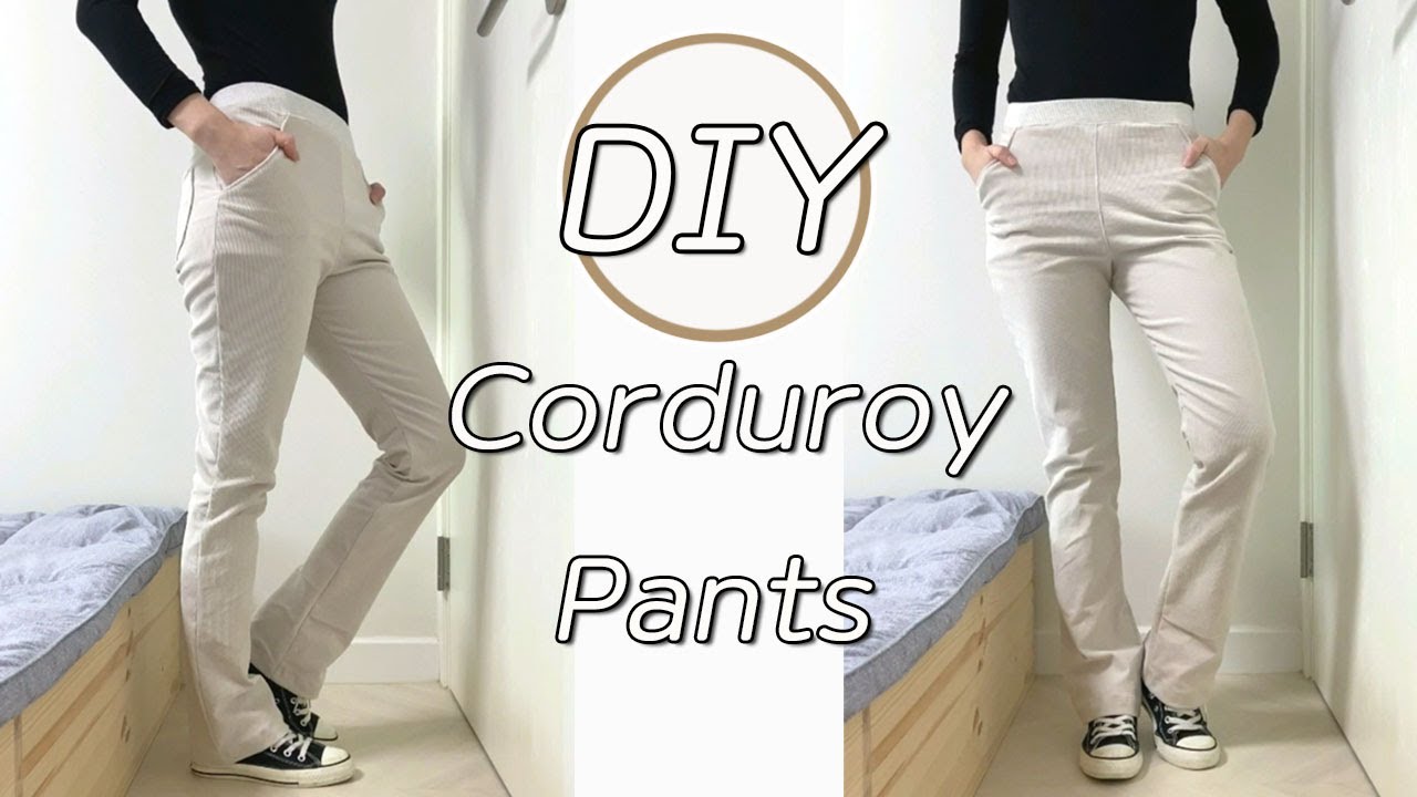 DIY Corduroy Pants / How To Make Pants from scratch / with easy Pockets /