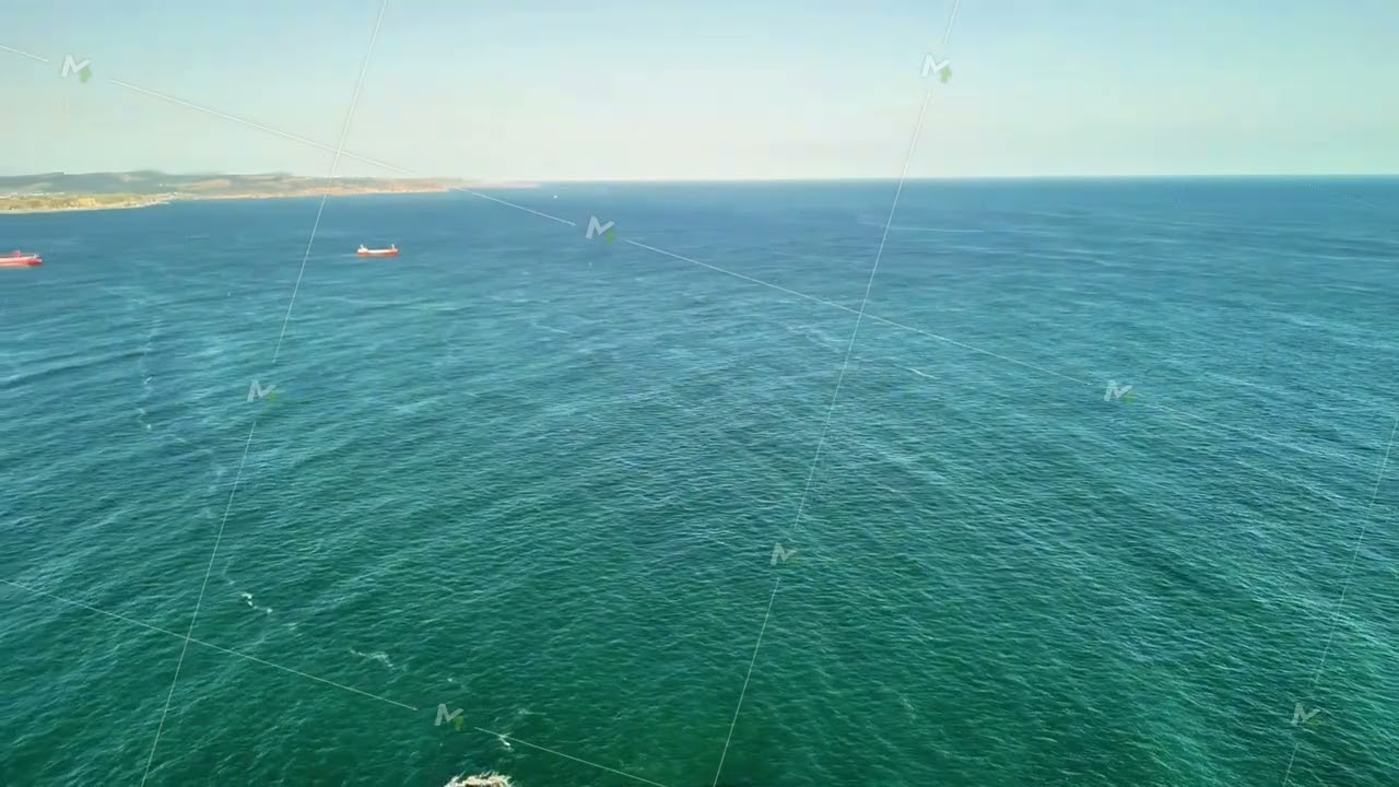 Captivating Aerial View of the Clear Blue Ocean Waters with Various Cargo Ships Dotted Across