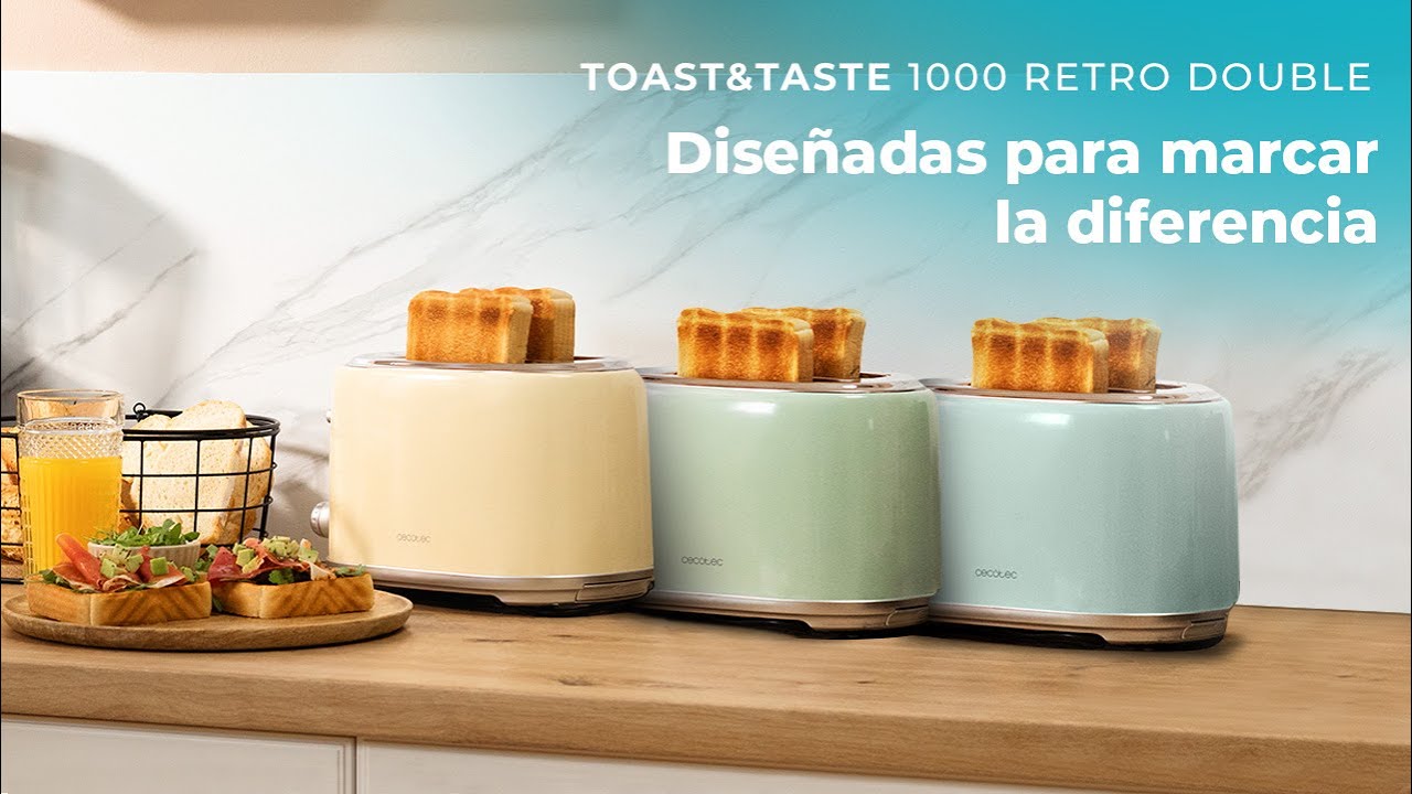 Tostadores verticales Toast&Taste 1000 Retro Double Green/ Beige/ Blue de acero con 2 ranuras