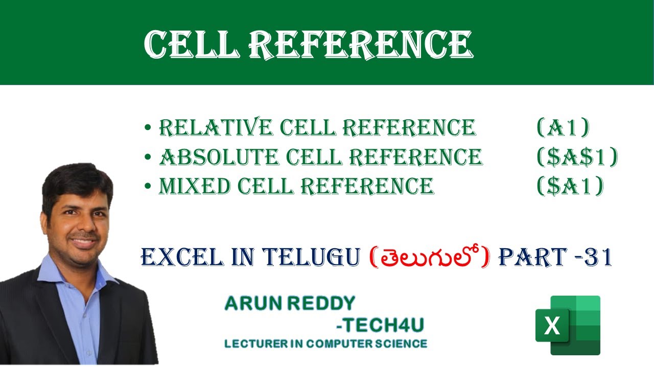 EXCEL IN TELUGU PART 31 - CELL REFERENCE