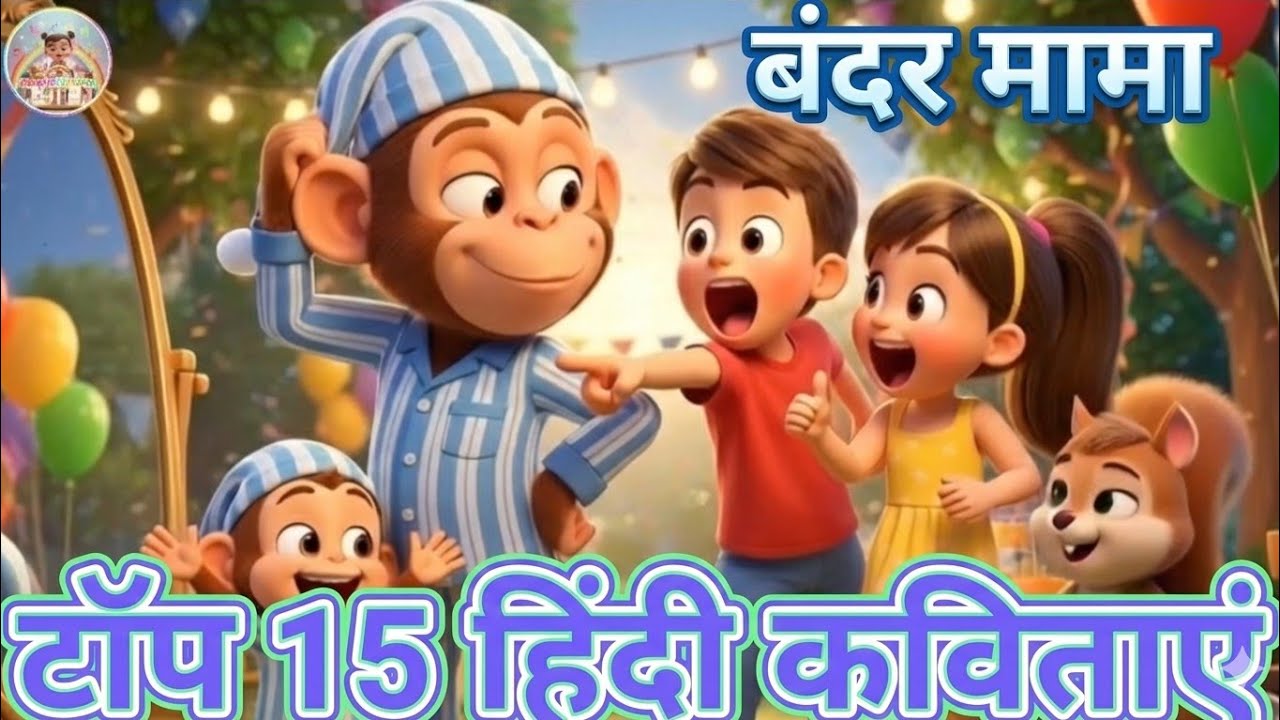 बंदर मामा + 15 Top Hindi Rhymes Compilation 🎶 | Kids Rhymes Hindi @AMYRAKIDSFUN #ytkidsrhyme #yt 