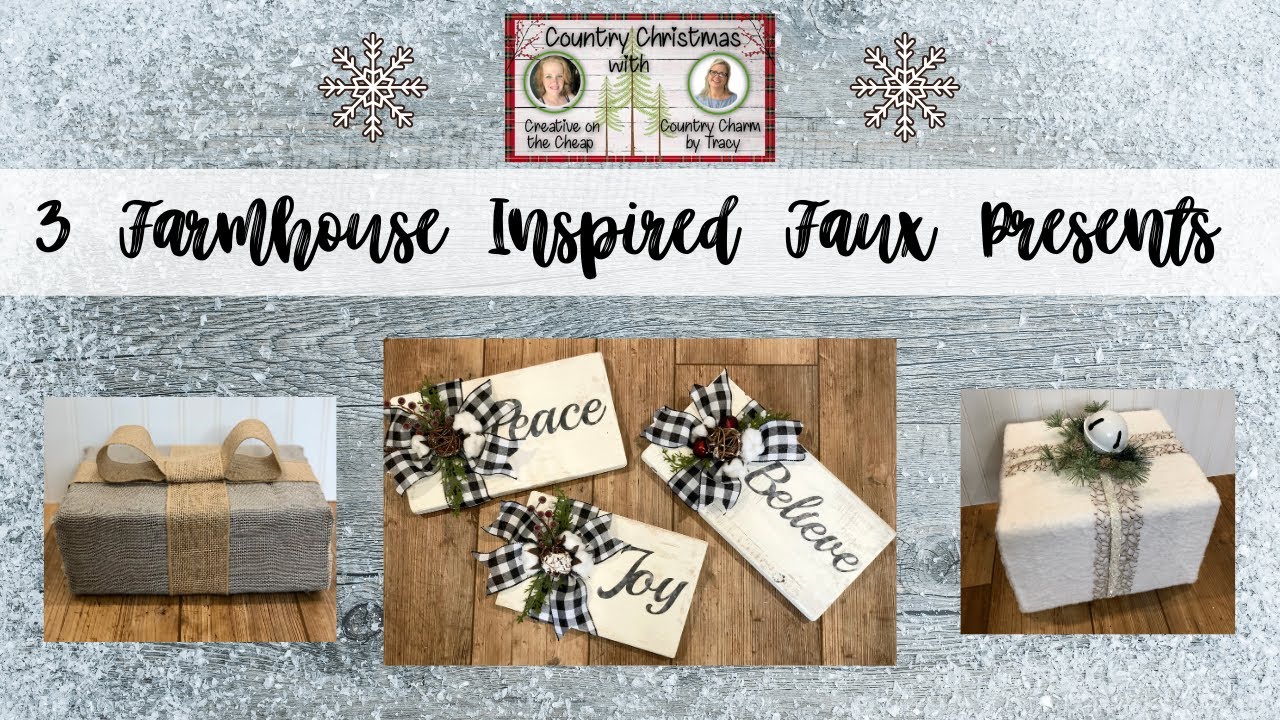 3 Farmhouse Christmas Present DIYS  |  Faux Presents  l  Christmas Decor