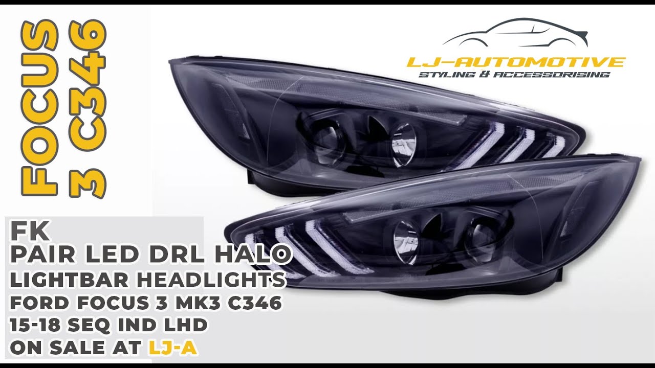 FK LED DRL Lightbar Headlights Ford Focus 3 MK3 C346 15-18 SEQ Ind #c346 #focusmk3 #fordfocus