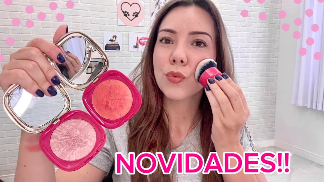 Testando lançamentos de Linha Niina Secrets (Pincel Density, Blush Marmorizado e Pó kabuki)