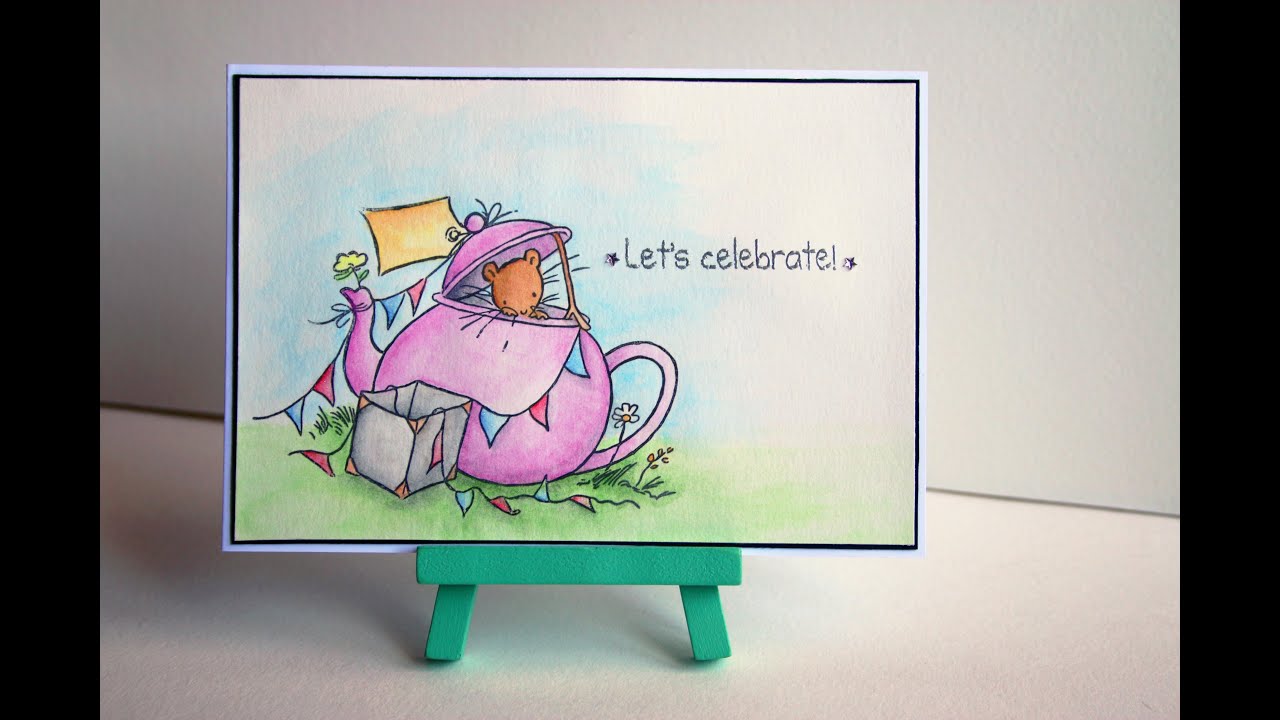 Scrap - Colorisation aquarelle sur tampon Crafter's Companion (Stamp Folies)