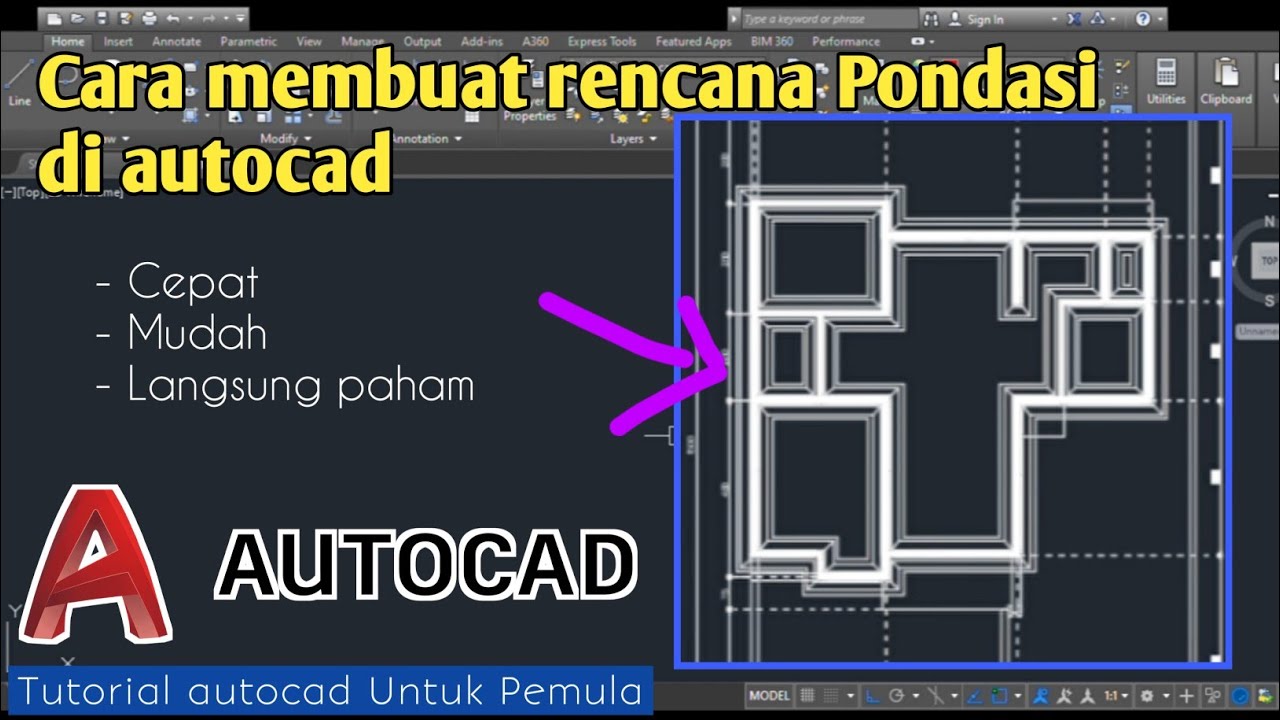 cara membuat rencana pondasi di autocad