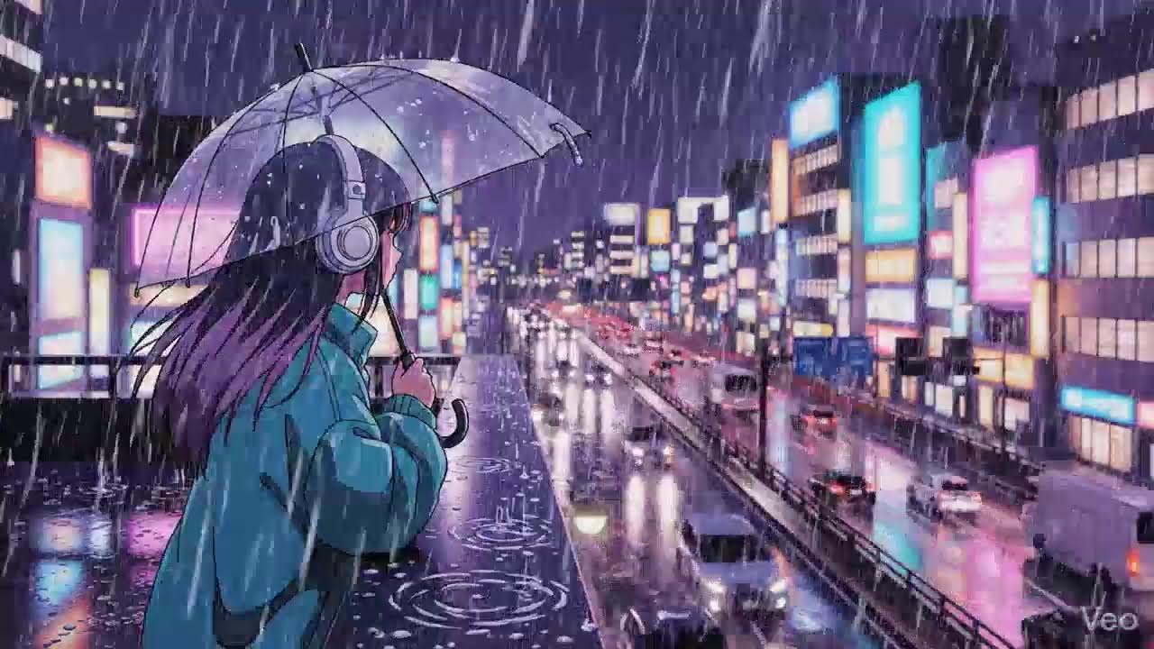 Night Rain Ambience 🌧️ Japanese Neon City Lofi