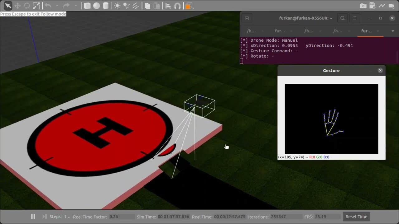 GAZEBO + ROS + MEDIAPIPE : Drone Control With Gesture