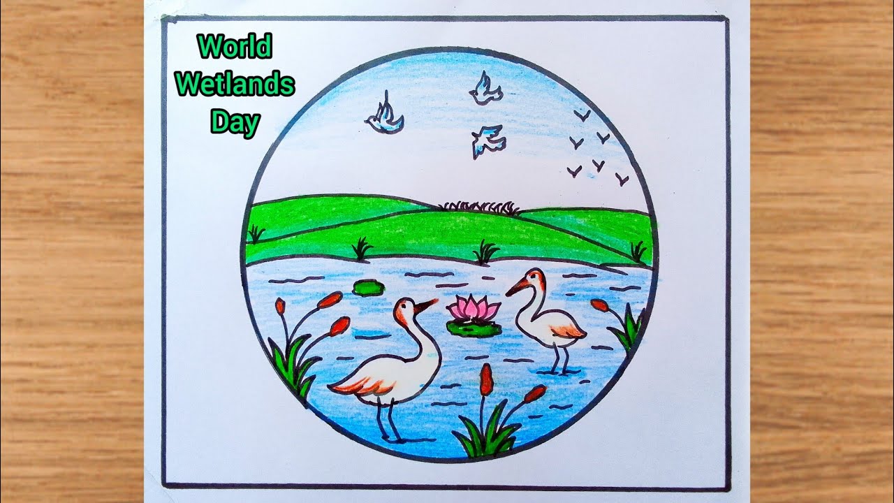 Wetlands Day Drawing || World Wetlands Day Poster drawing || Easy Drawing