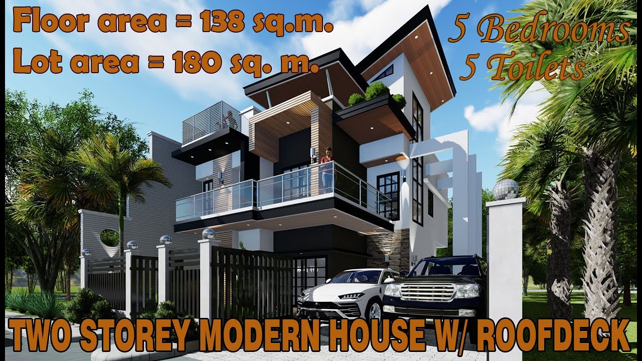 FGL Designs | Two Storey Modern House with Roof deck (5 Bedrooms)