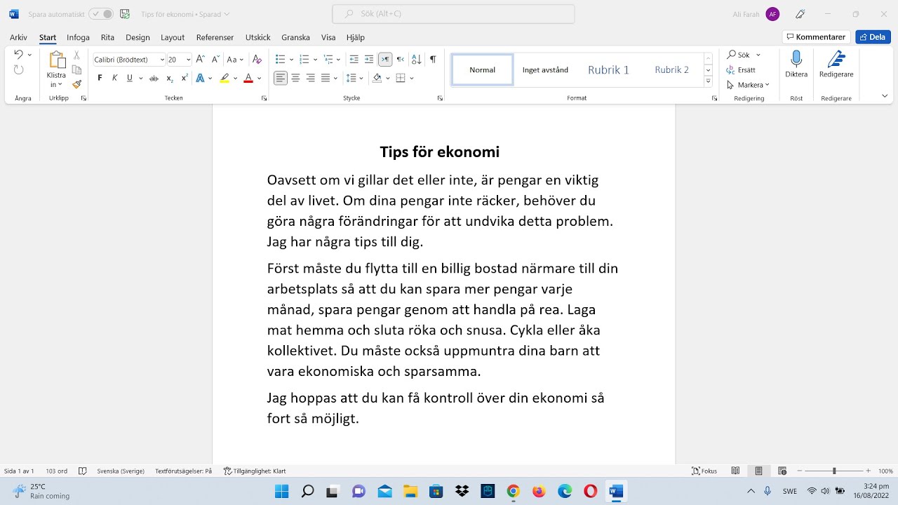 Tips för ekonomi - نصائح لصديق عن توفير المال
